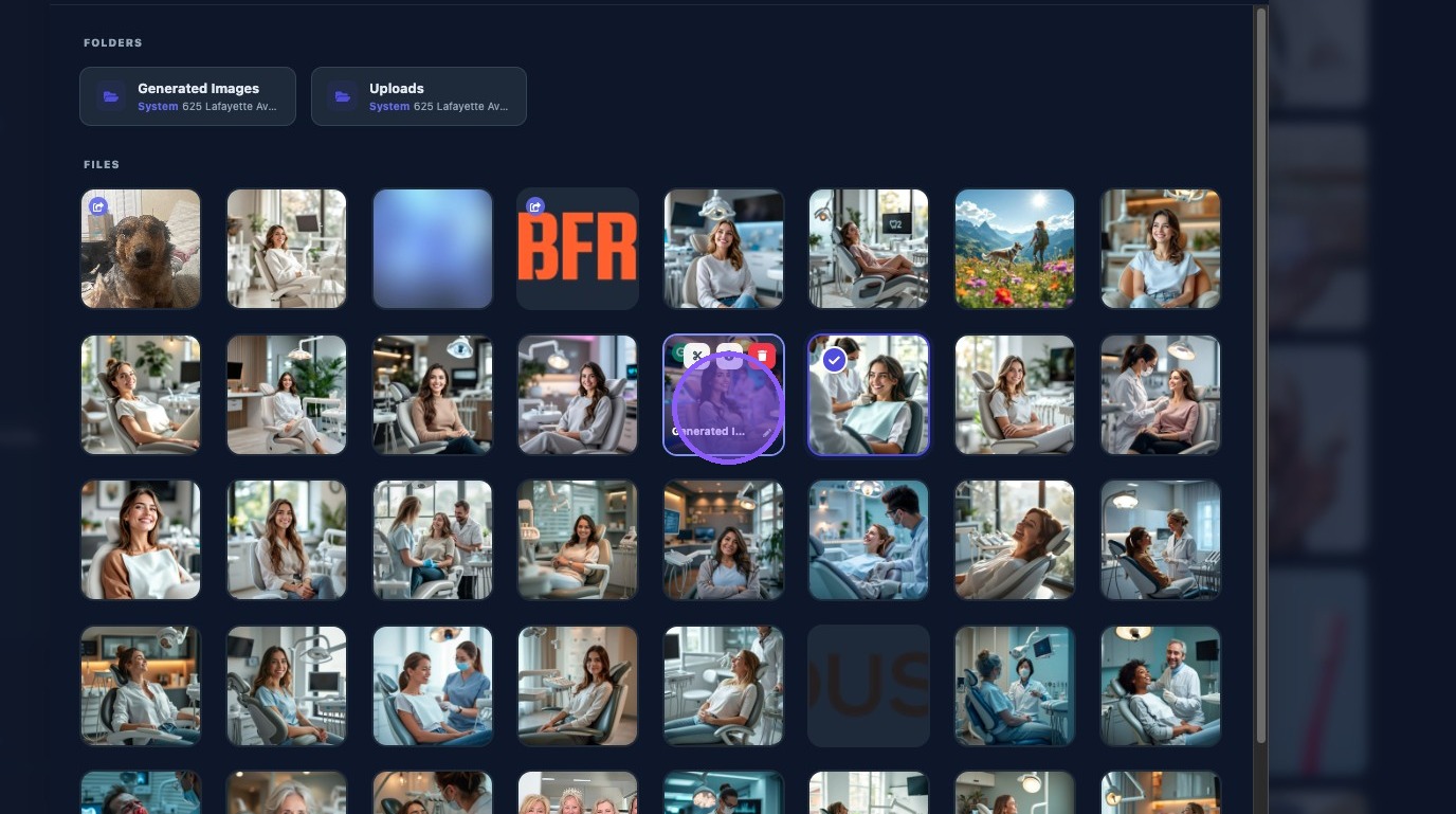 Screenshot showing selected images in the Media Library