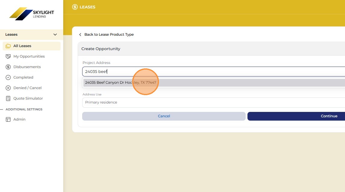 Address dropdown