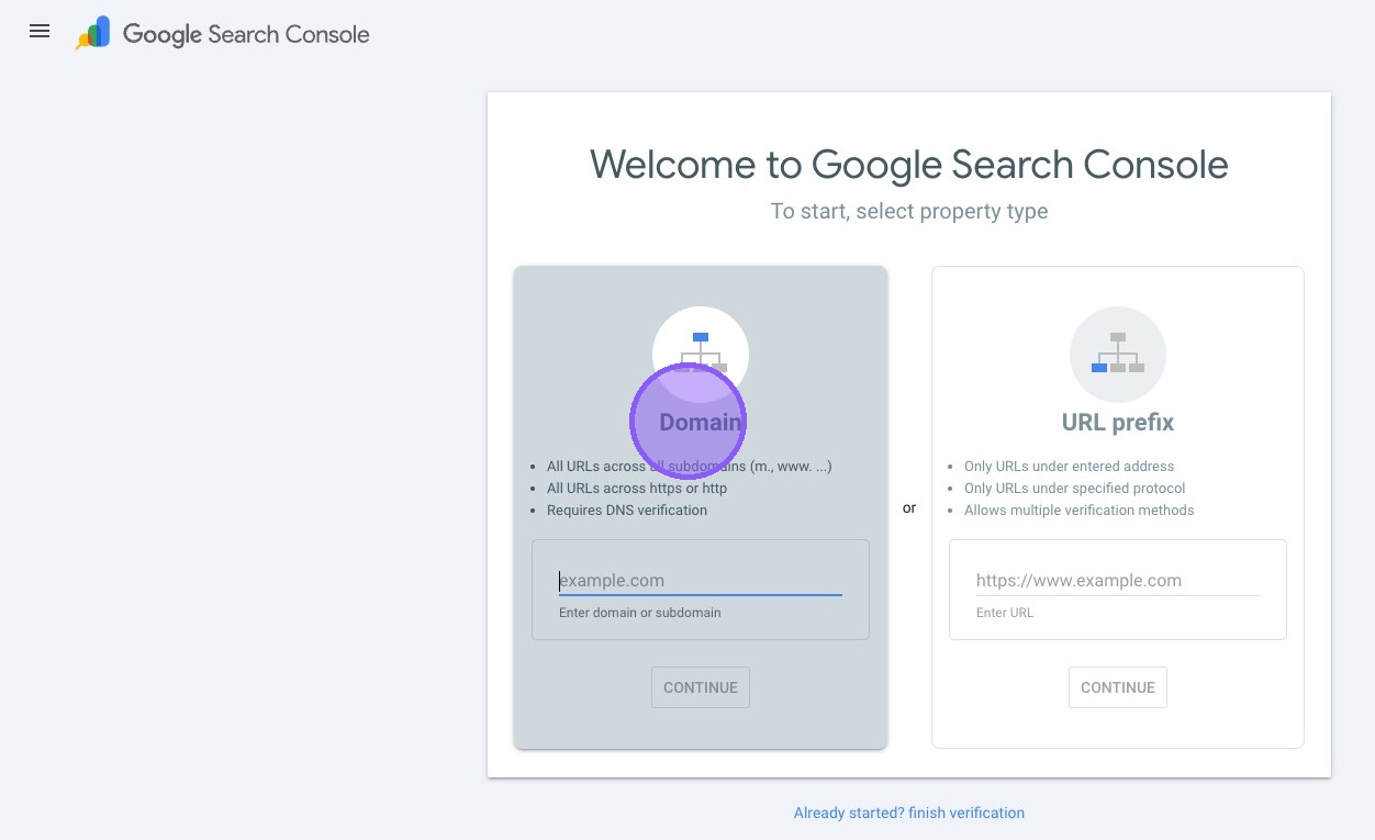 Screenshot showing Google account login for Search Console