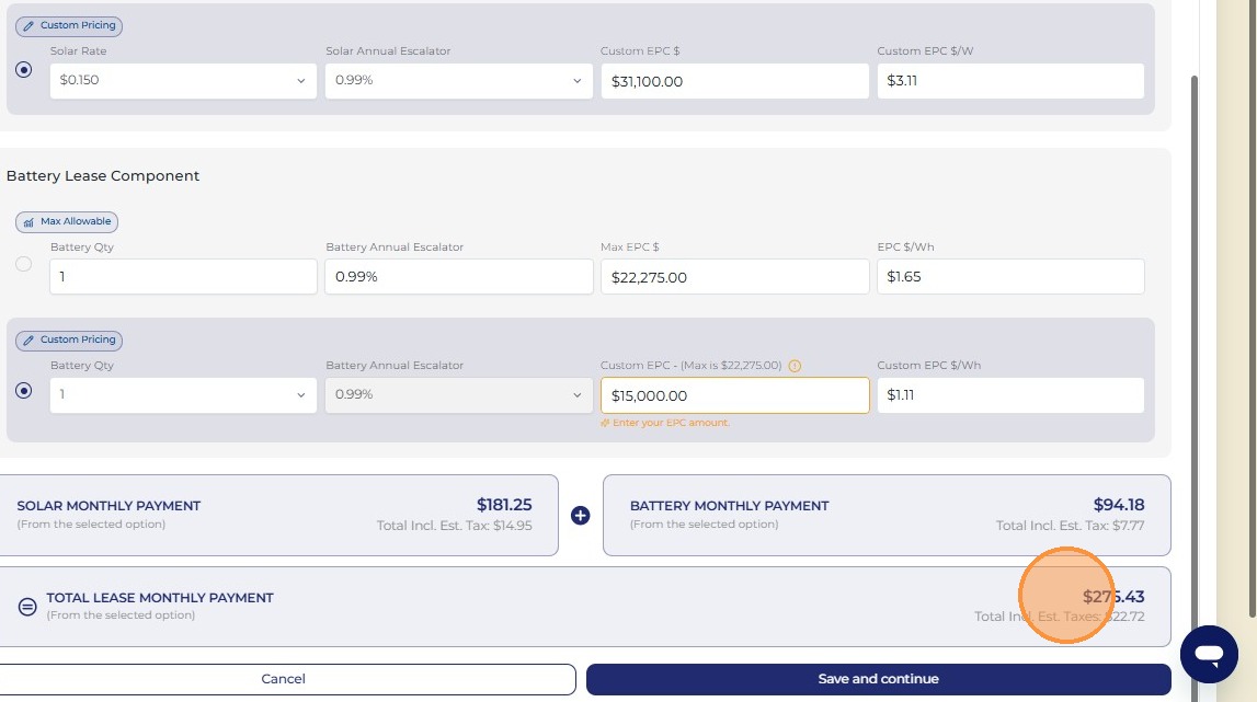 Client monthly bill