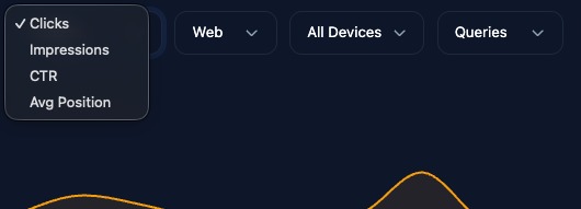 Screenshot showing search type options
