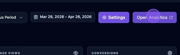 Screenshot showing the Open Analytics button