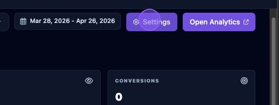 Screenshot showing the Analytics Settings button