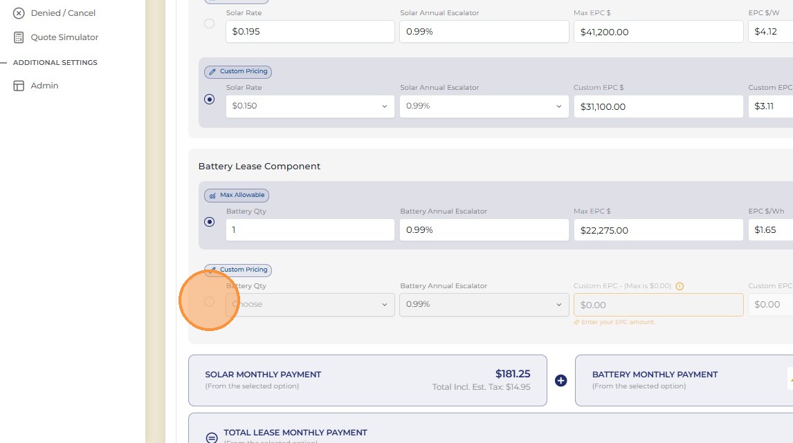 Battery pricing