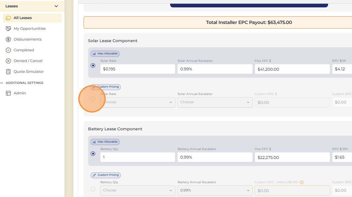 Max Allowed pricing