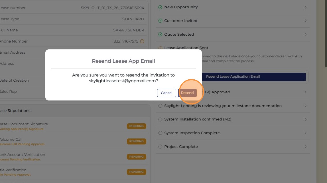 Confirm resend