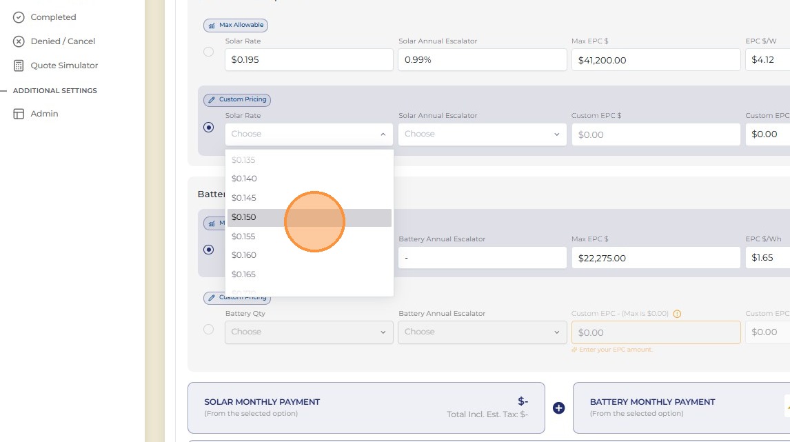 Solar rate