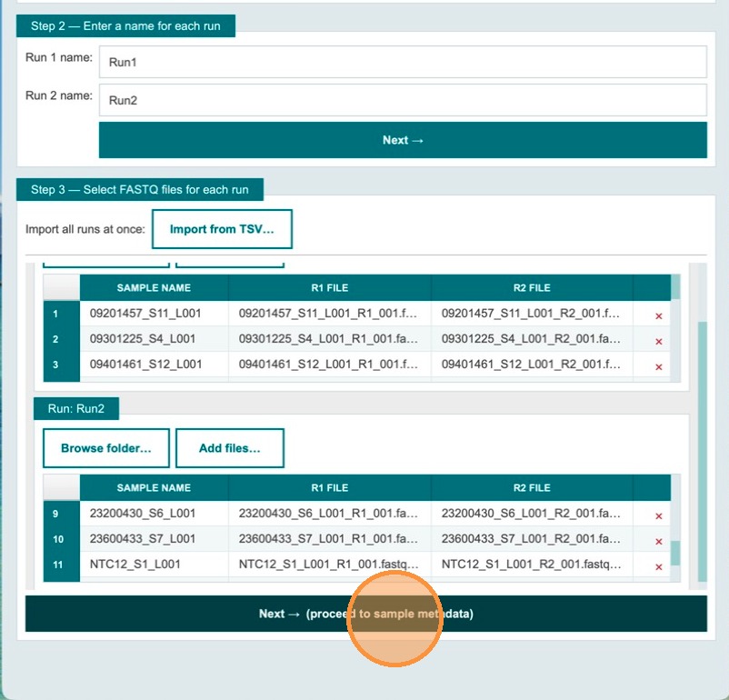 Step 7 – populated sample table