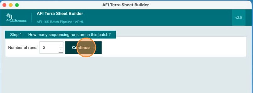 Step 2 – continue button