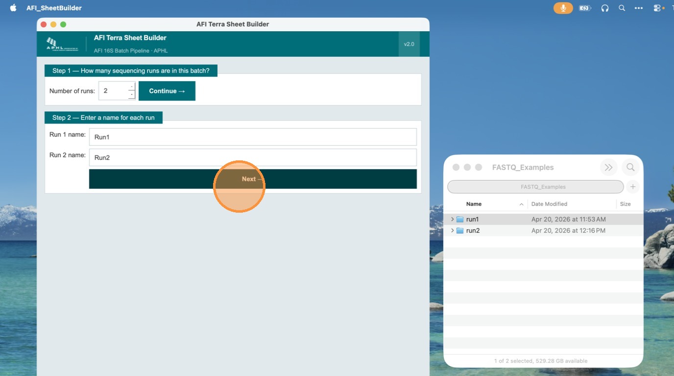 Step 3 – run names