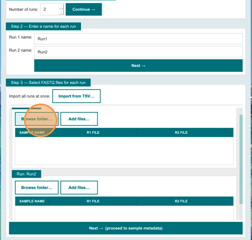 Step 4 – FASTQ selection options