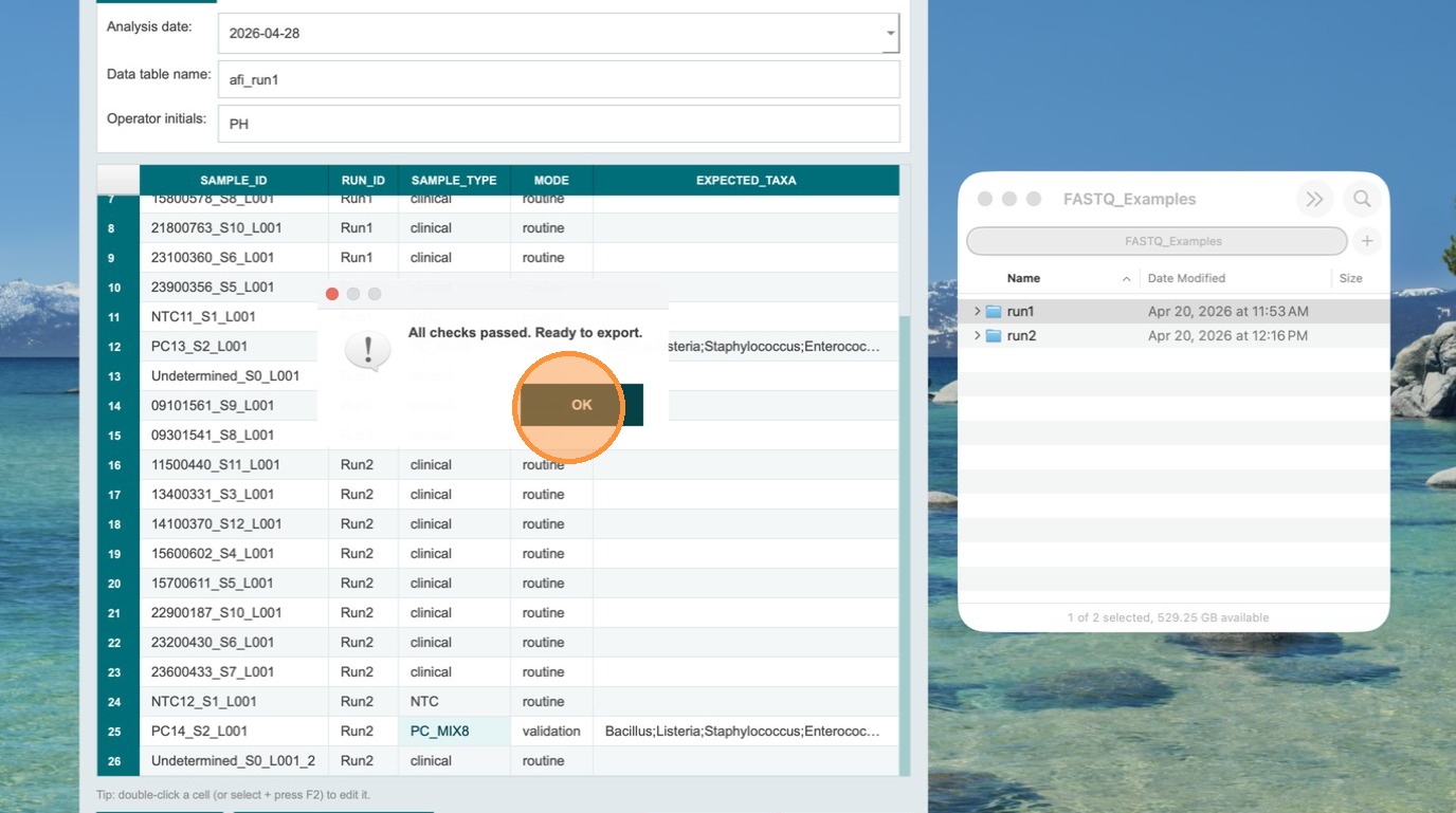 Step 18 – Export TSV button enabled