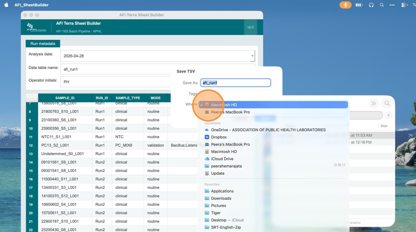 Step 19 – Export TSV dialog