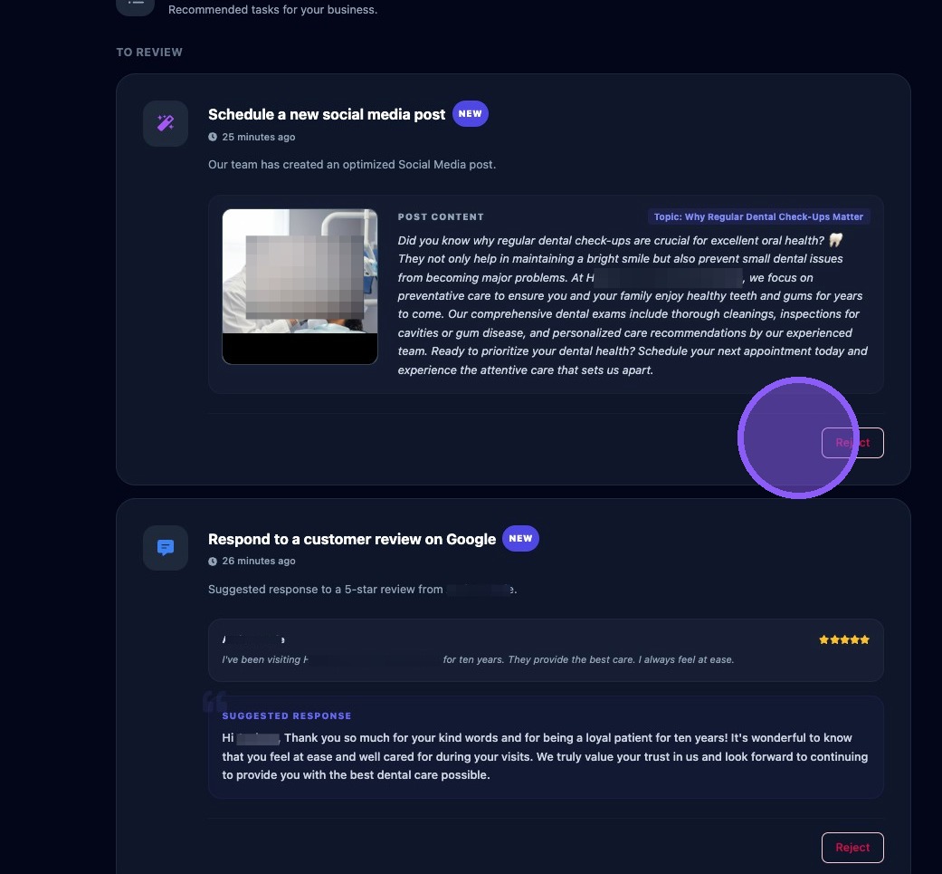 Screenshot showing Tasks in the client portal