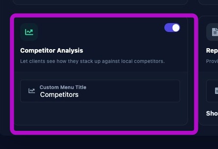 Screenshot showing Competitor Analysis feature settings