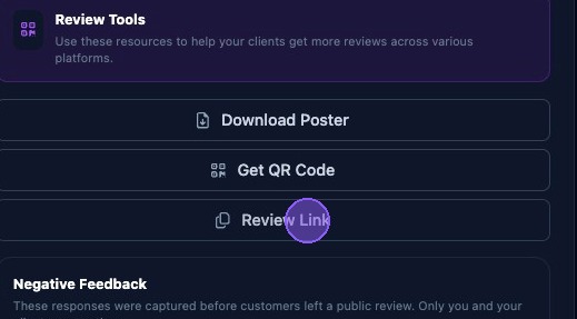 Screenshot showing the Review Link button