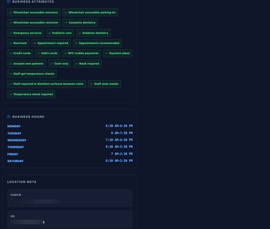 Screenshot showing additional competitor Overview details