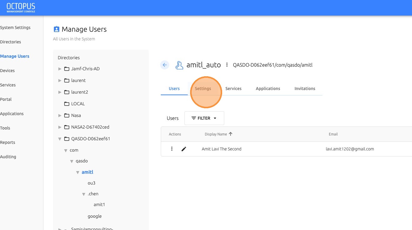 Open User Settings