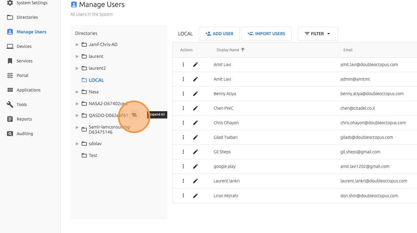 Navigate to Manage Users