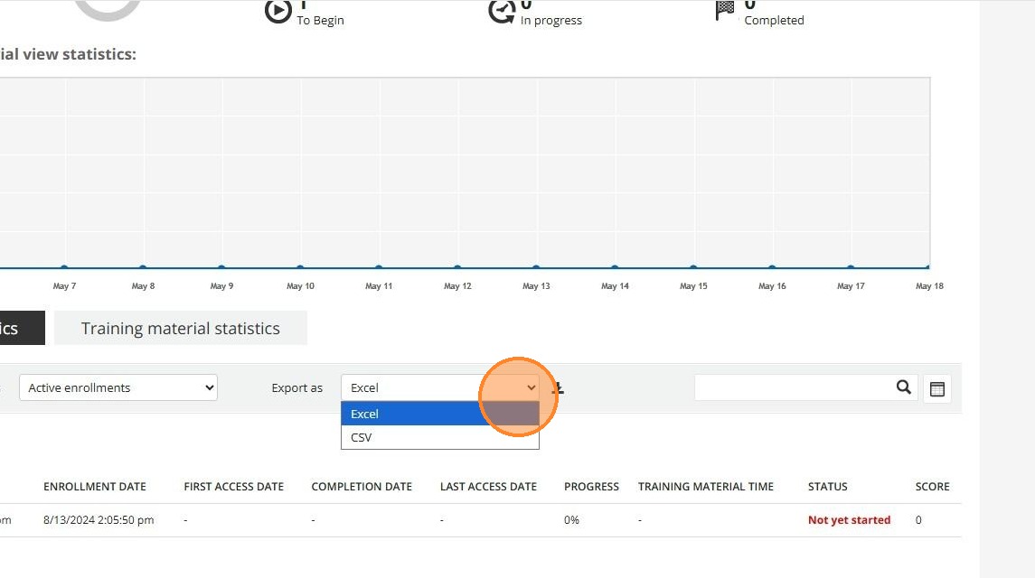 Export dropdown