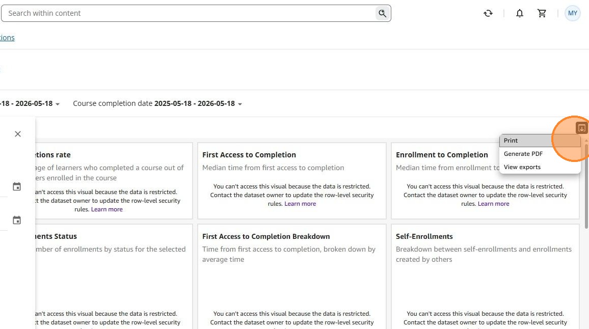 Print option in the Insights dashboard