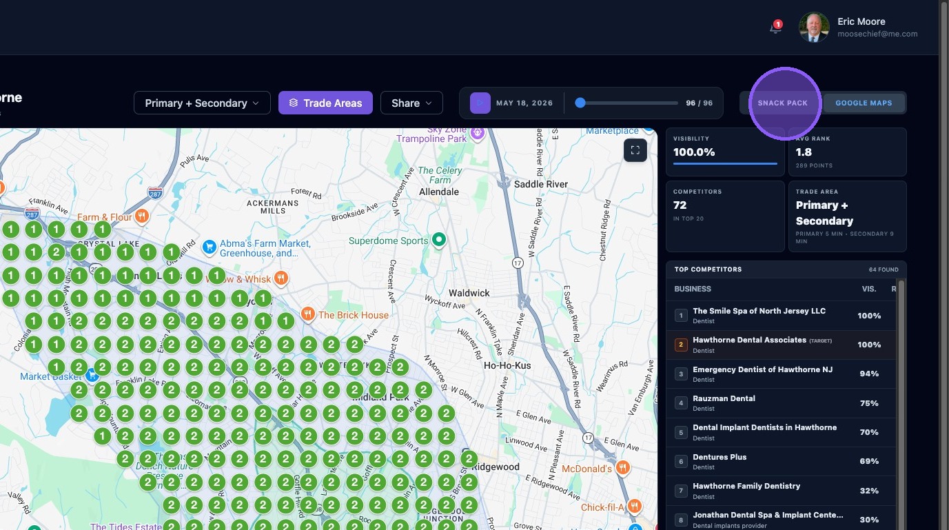 Screenshot showing the map engine selector