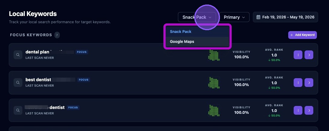 Screenshot showing the map engine filter