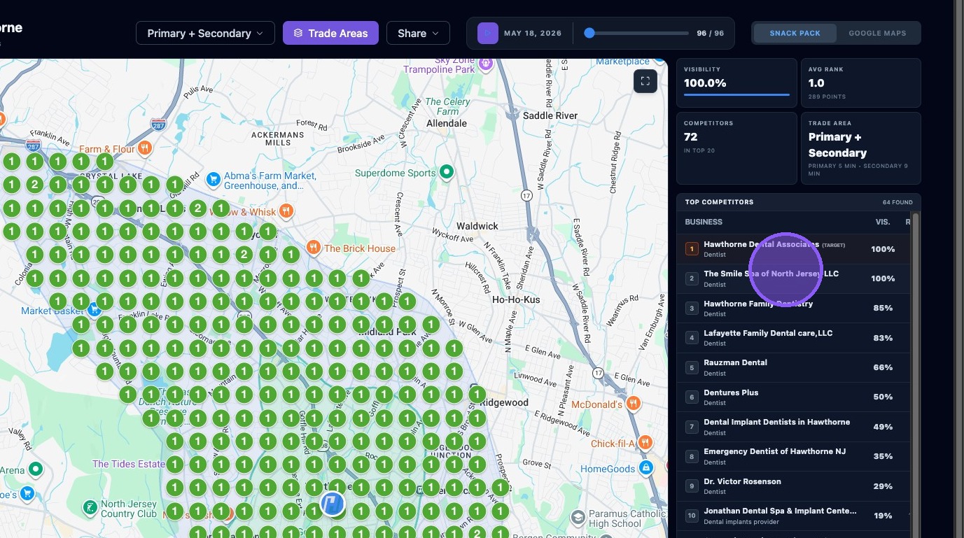 Screenshot showing competitor selection for focus mode