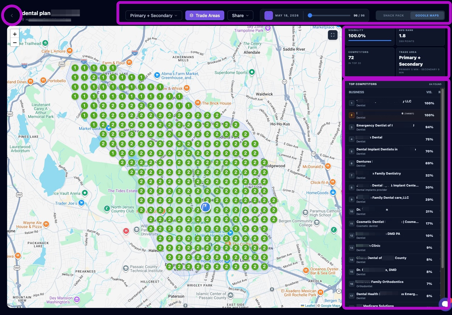 Screenshot showing the Search Grid Map view page
