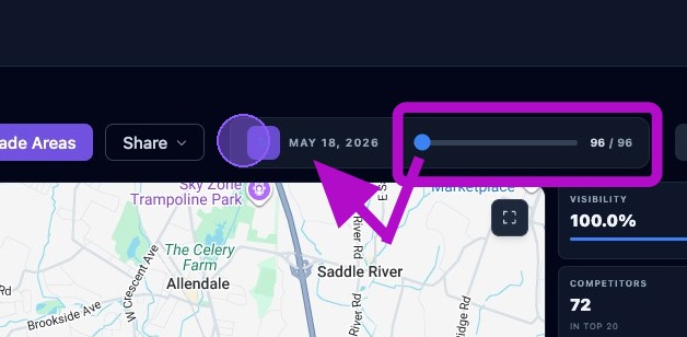 Screenshot showing Search Grid Map history slider and play controls