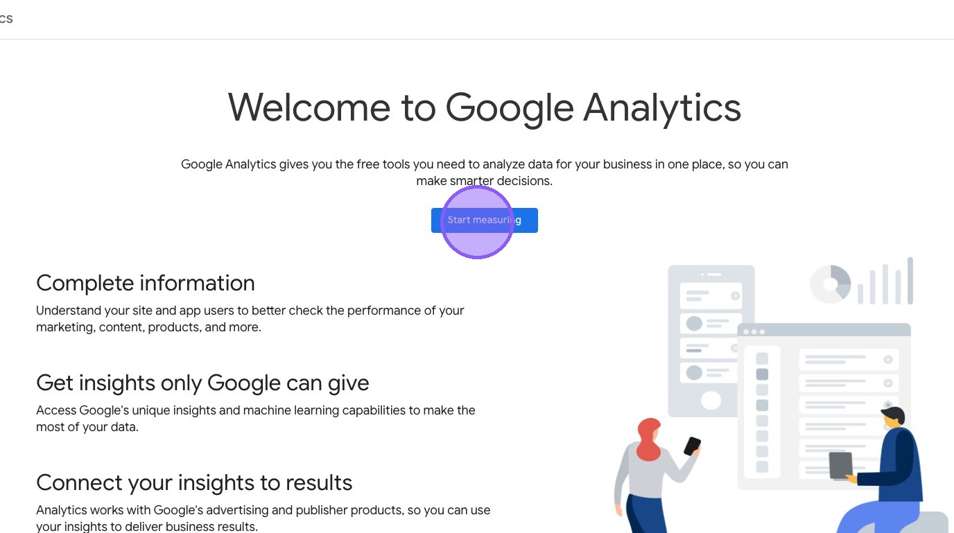 Screenshot showing the Google Analytics login page