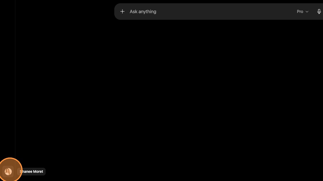 ChatGPT profile menu in the bottom-left corner