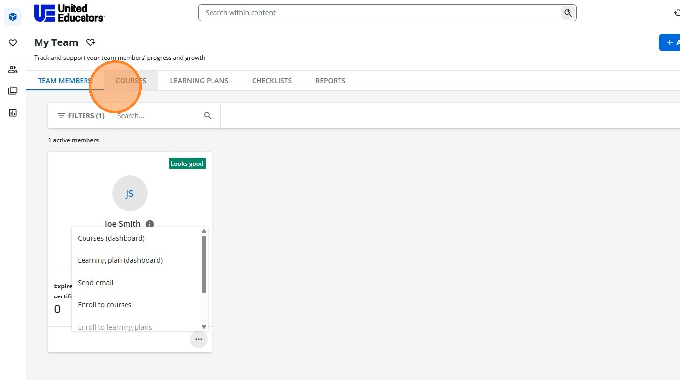 Courses Tab