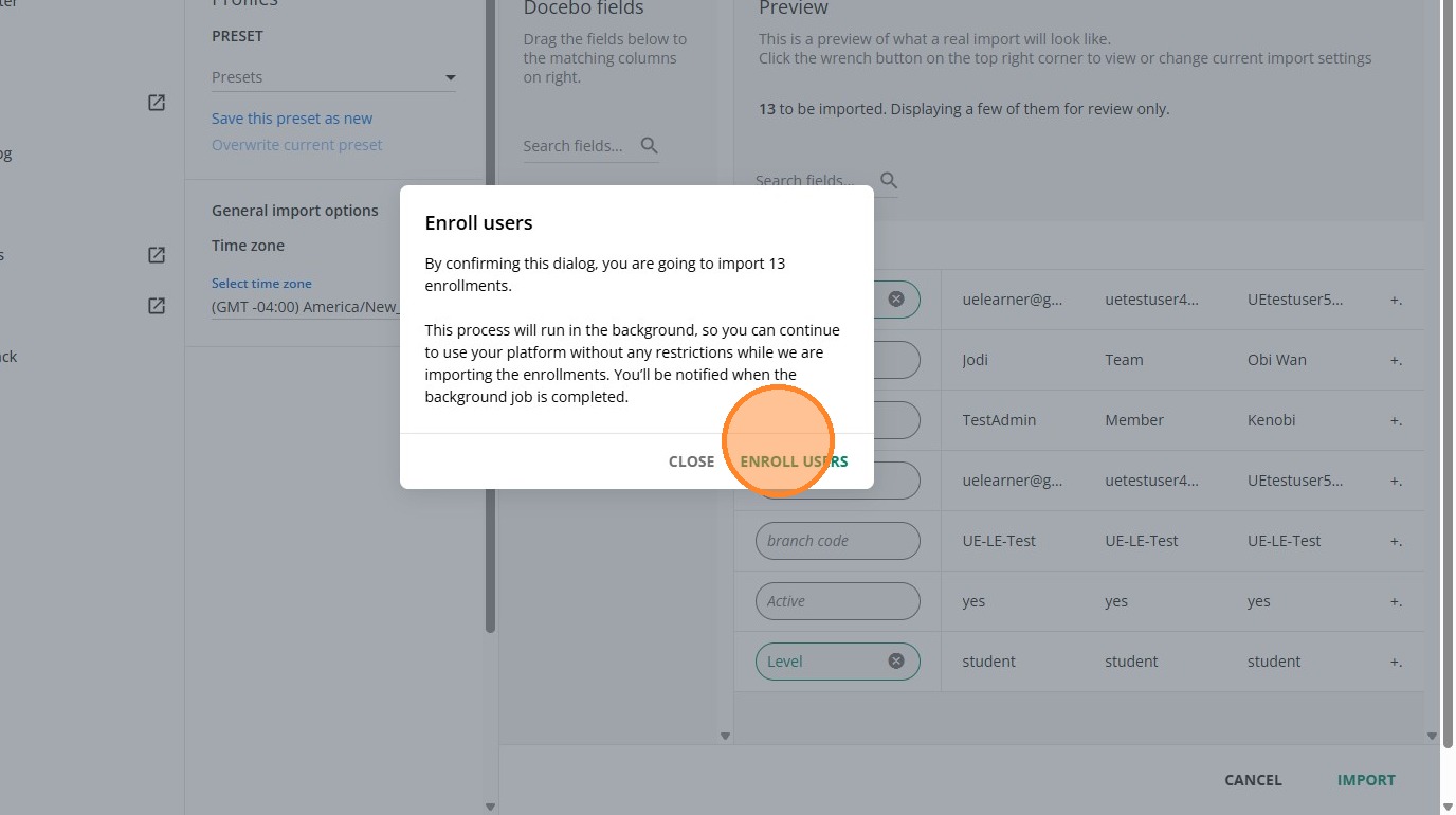 Enroll Users Confirmation