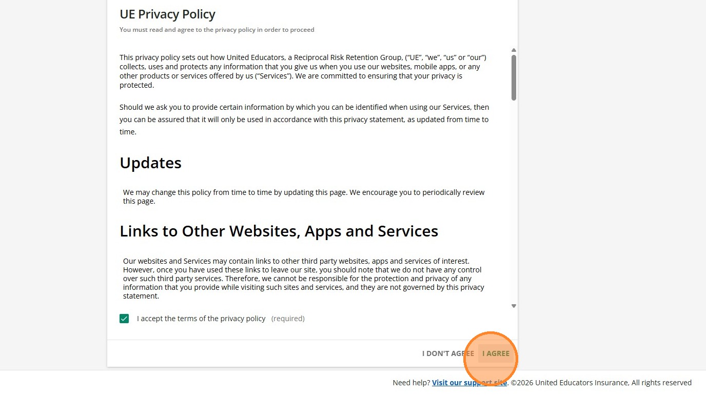 Privacy Policy Acceptance