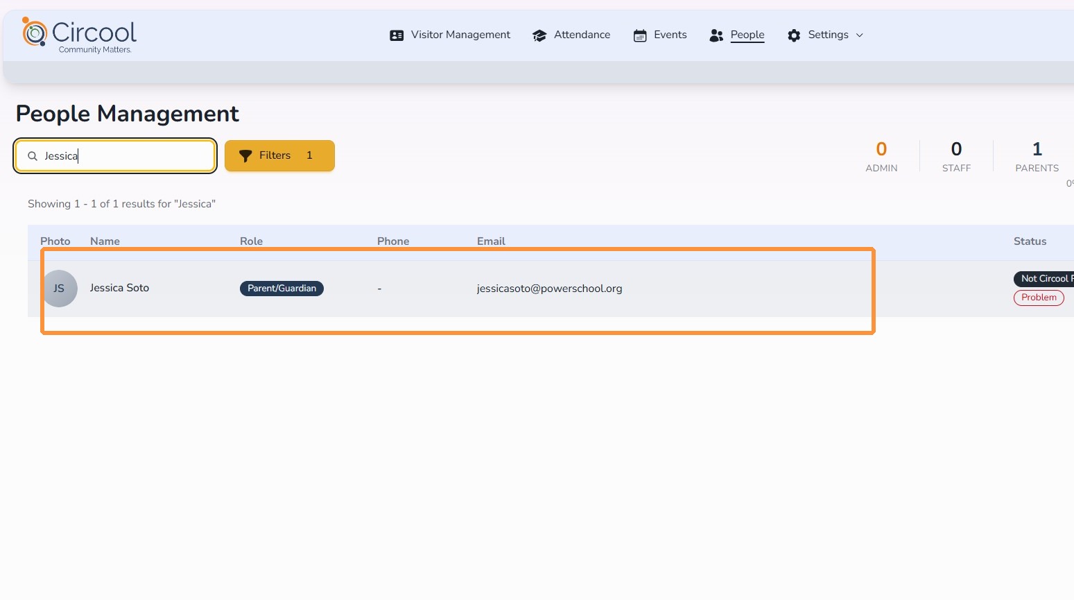 Open a person profile in Circool