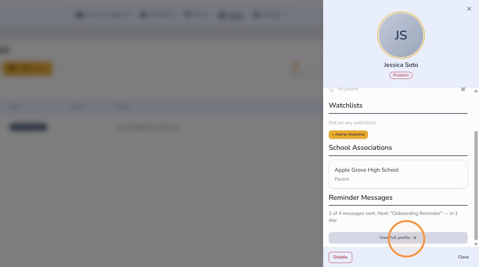 View Full Profile button in Circool