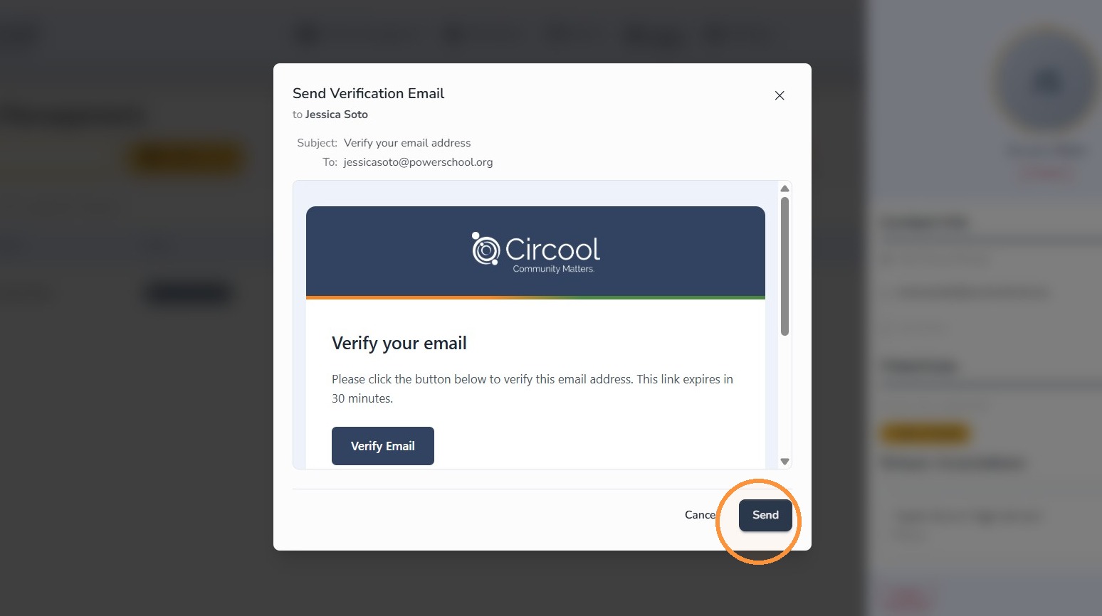 Confirm and send Circool activation message