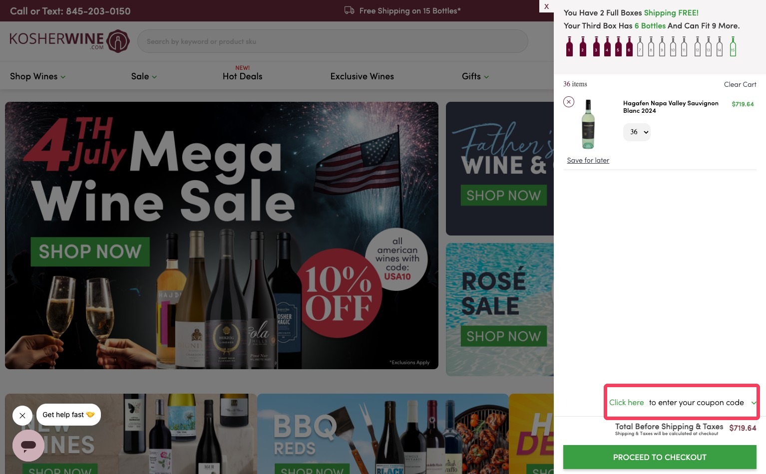 Reveal the coupon code field
