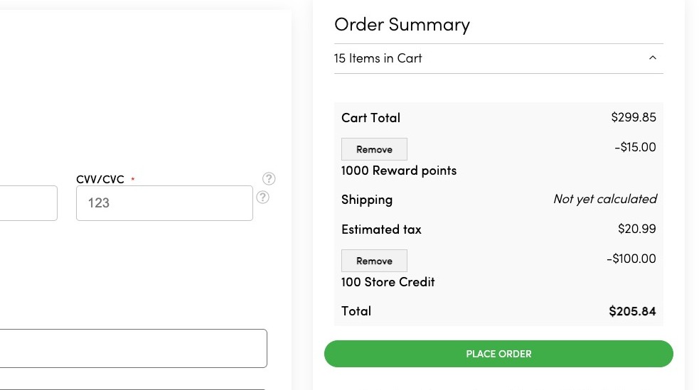 Review your order and Place Order