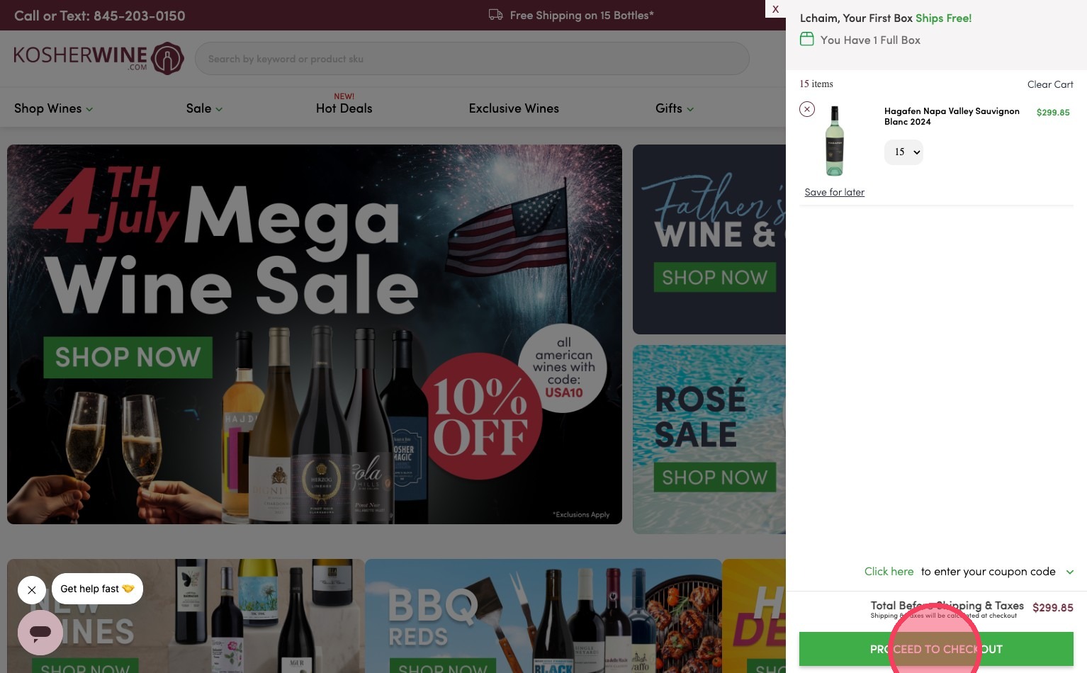 Proceed to Checkout from the Mini Cart