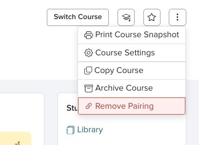 Screenshot of the More Actions menu with the Remove Pairing option visible