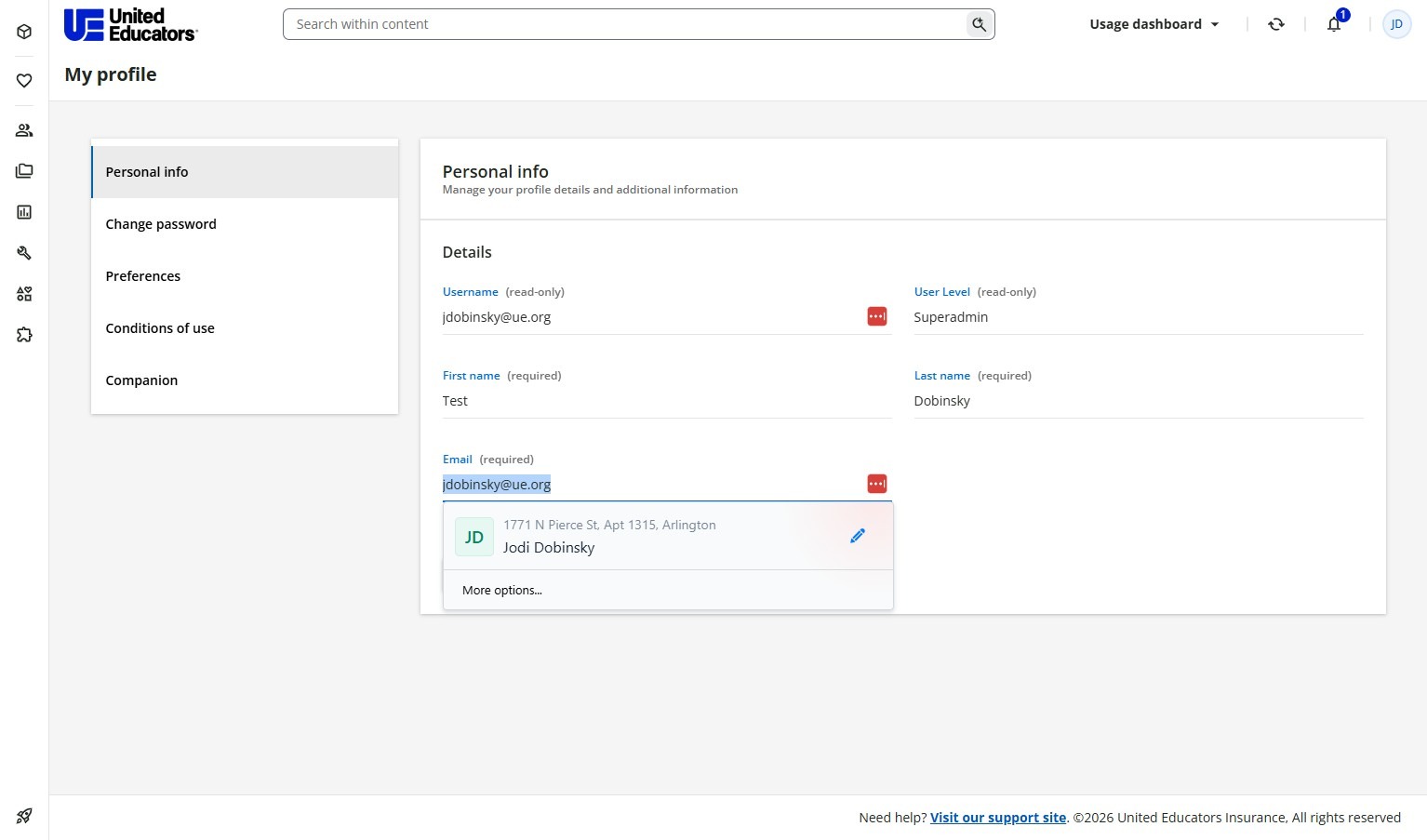 Additional profile fields