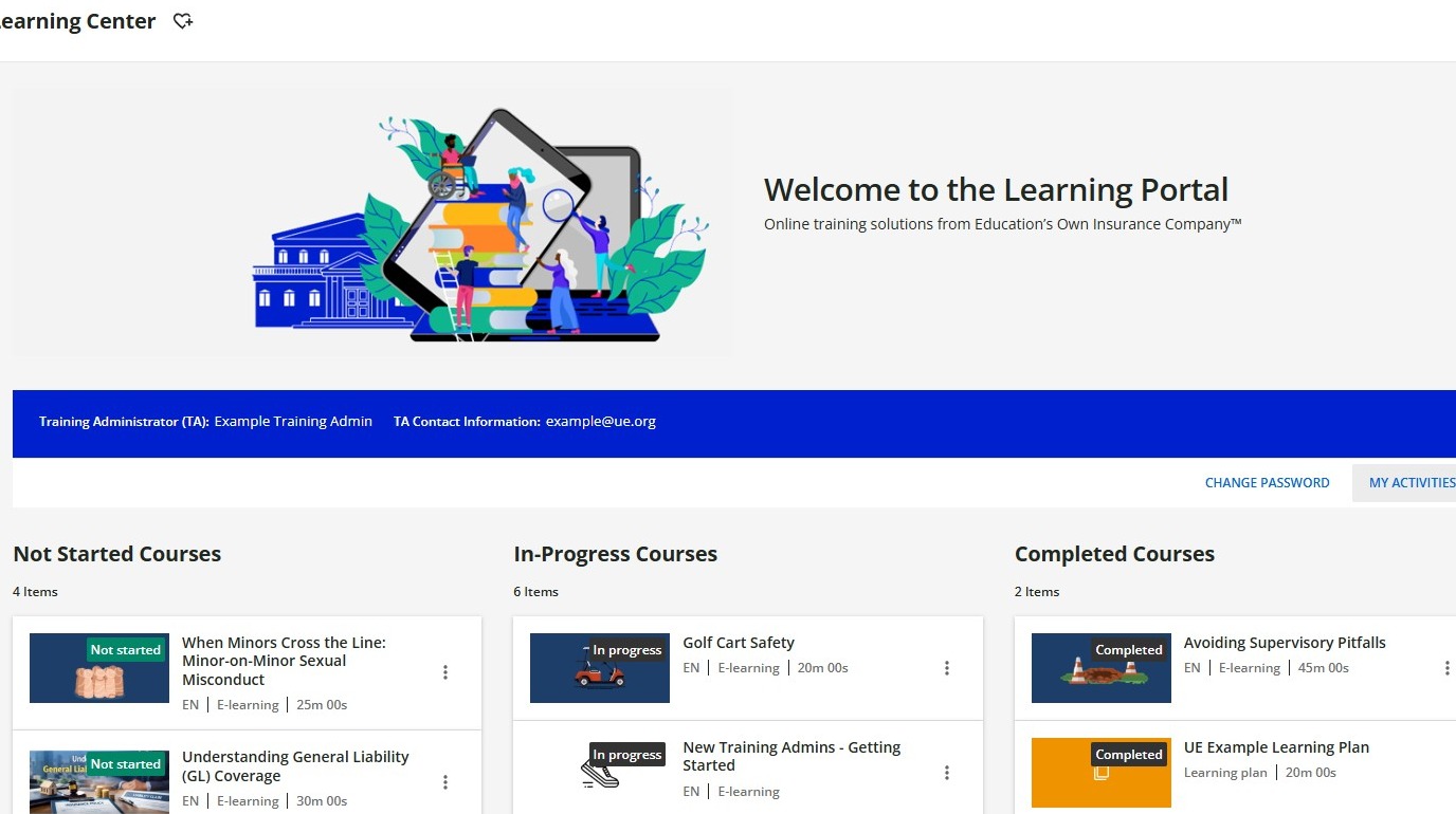 Learning Center homepage