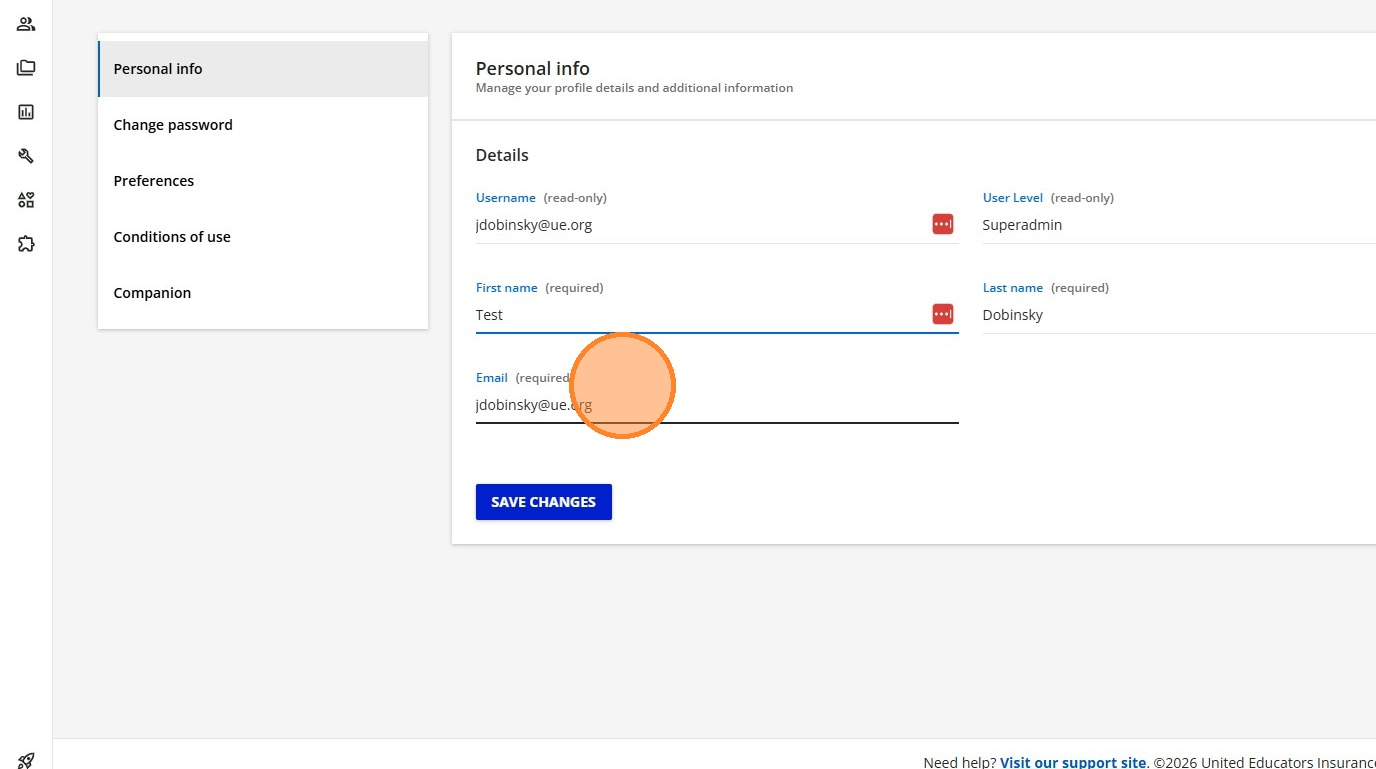 Editing email address