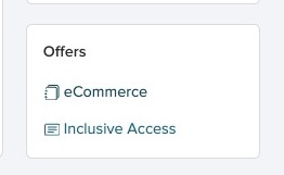 Offers widget showing available eCommerce and Inclusive Access offers