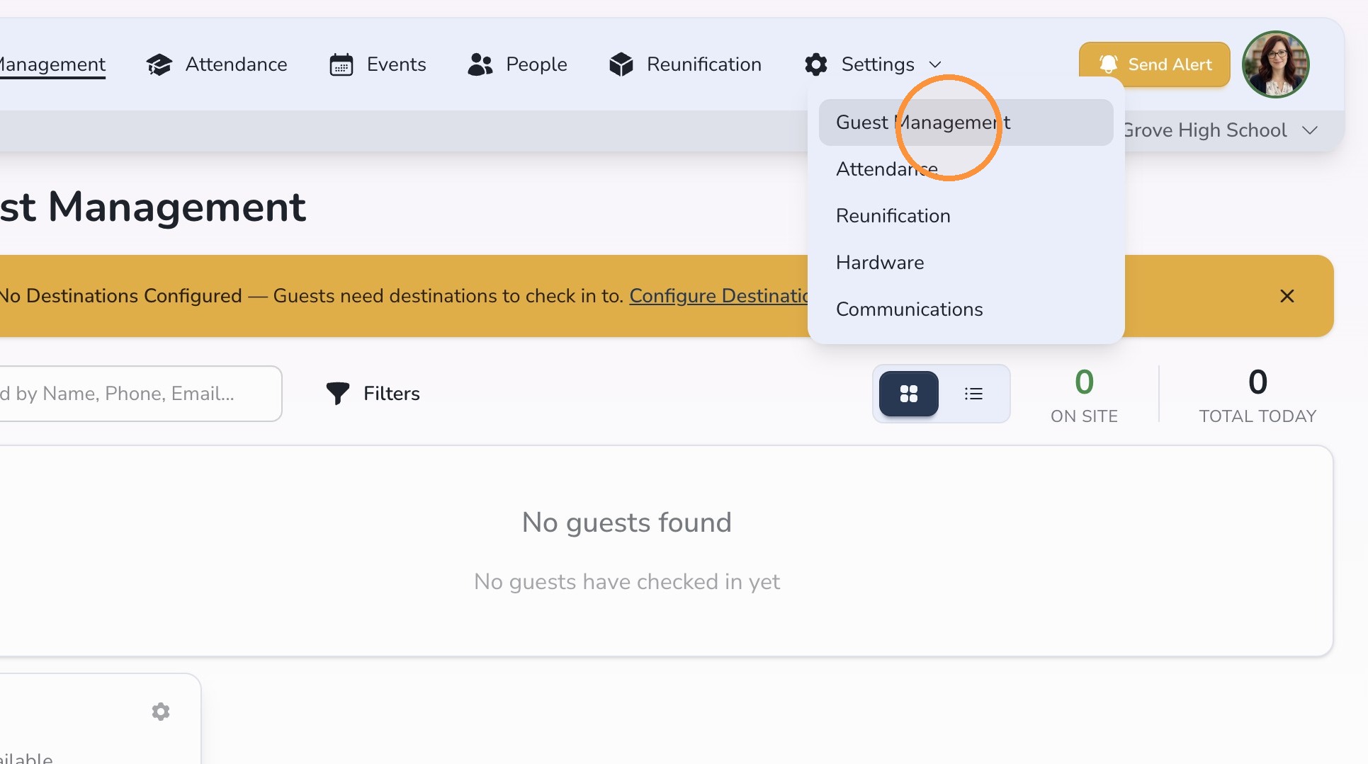 Open Guest Management settings in Circool