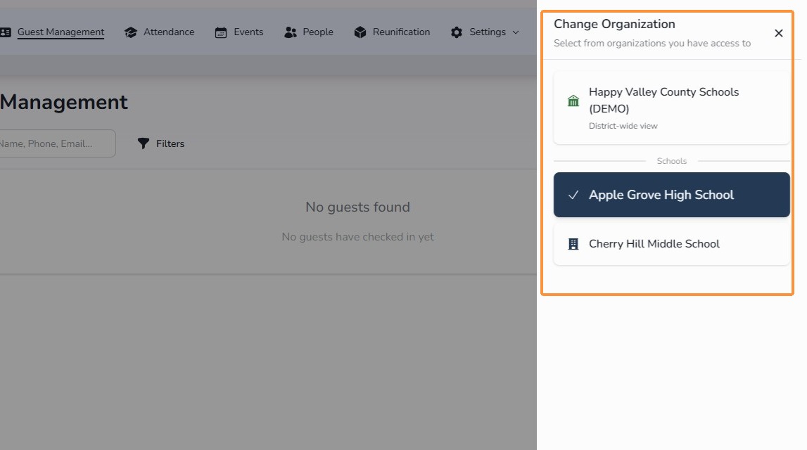 School selector in Circool