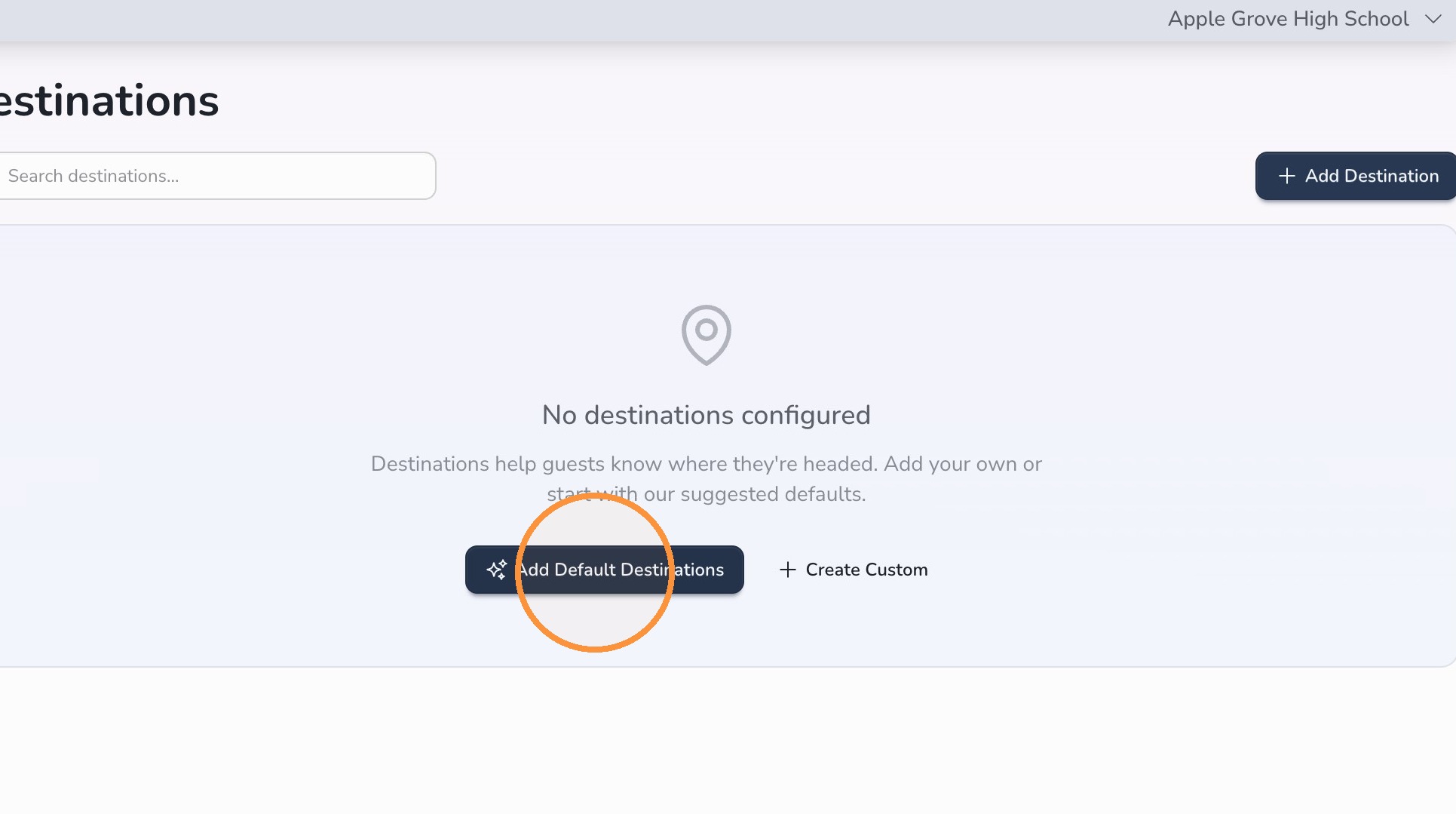 Destinations settings in Circool