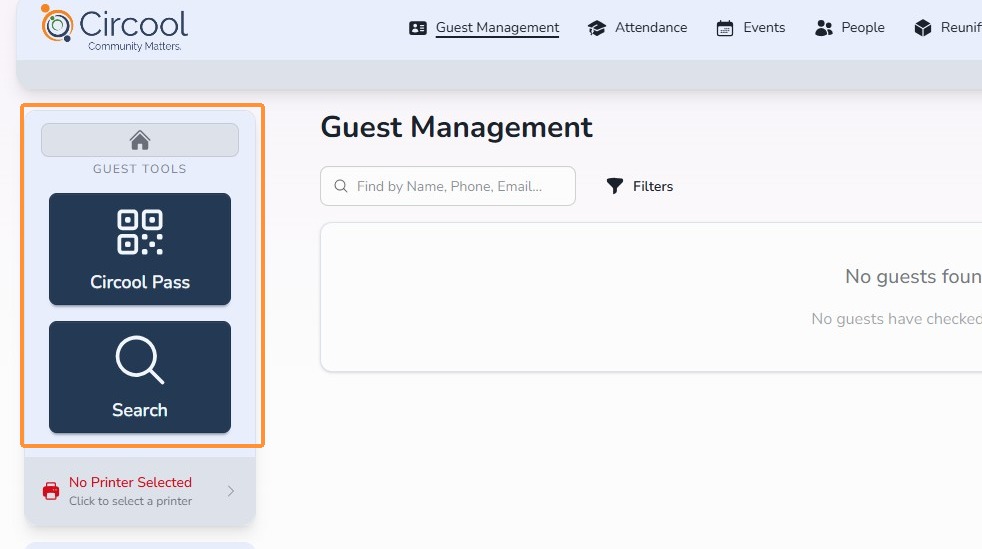 Guest check-in options in Circool